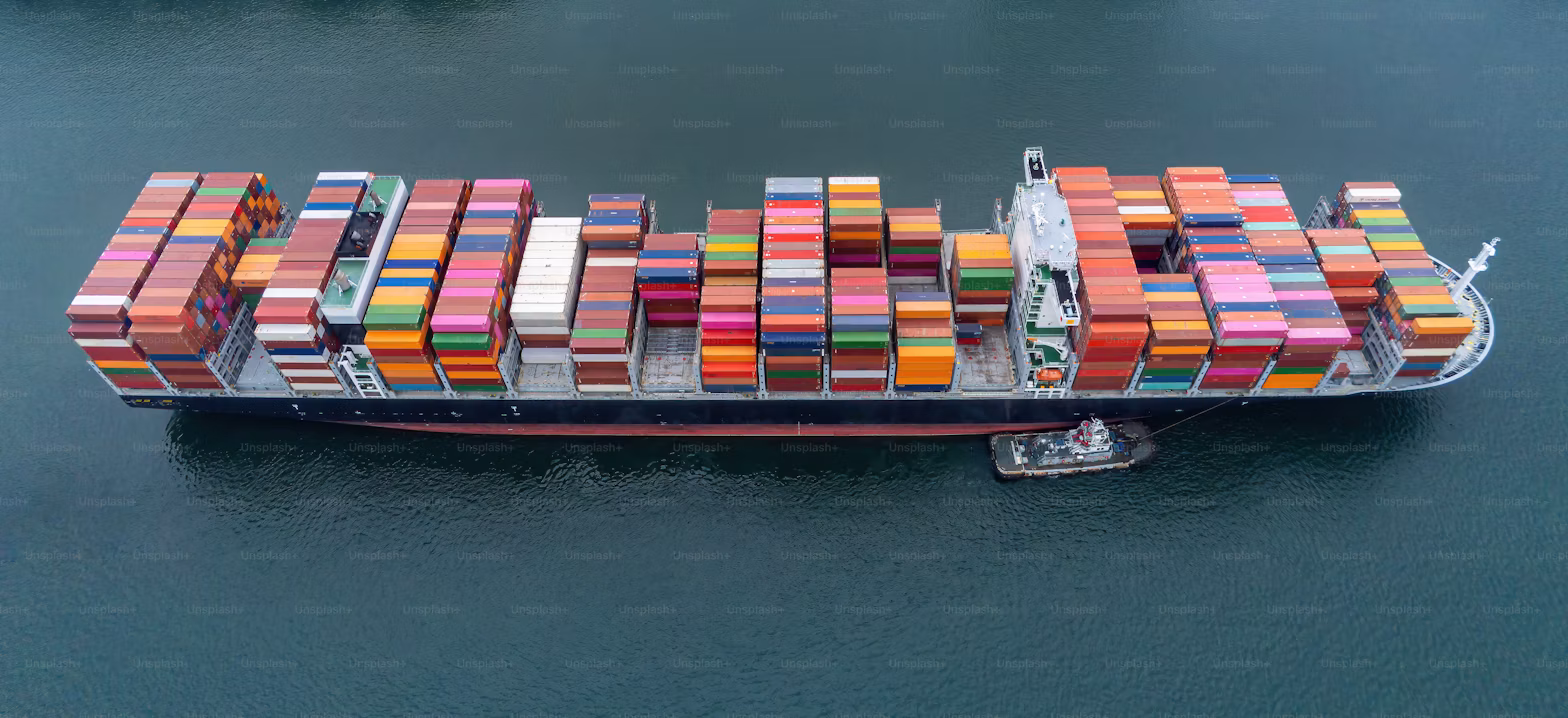 Container cargo ship for international trade and procurement